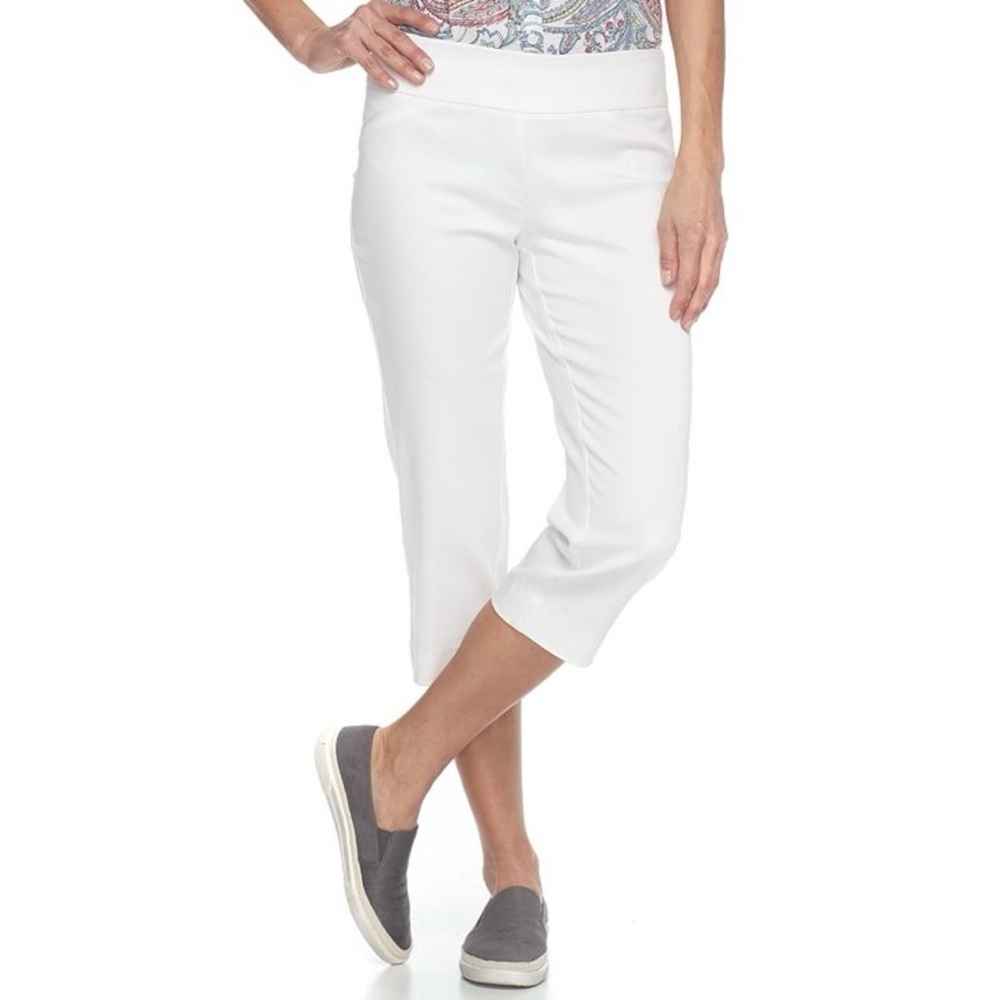 Croft & Barrow Women Capri Cropped Pants Sz 14 Stretch Navy Blue Mid Rise NWOT - Picture 12 of 13